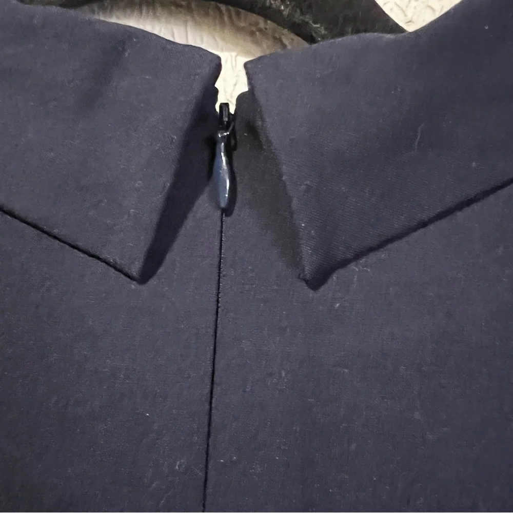 J. McLaughlin Leila NAVY Cap Sleeve Rollover Collar A line dress size X Small - Picture 9 of 12